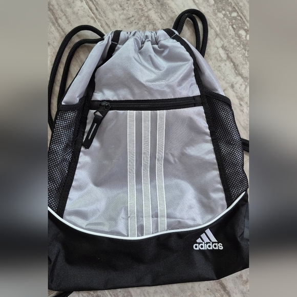 Adidas Gray and Black Drawstring Backpack - Picture 2 of 5